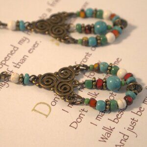 Southwestern Style Chandelier Earrings Dangle Pierced or Clip-on Earrings